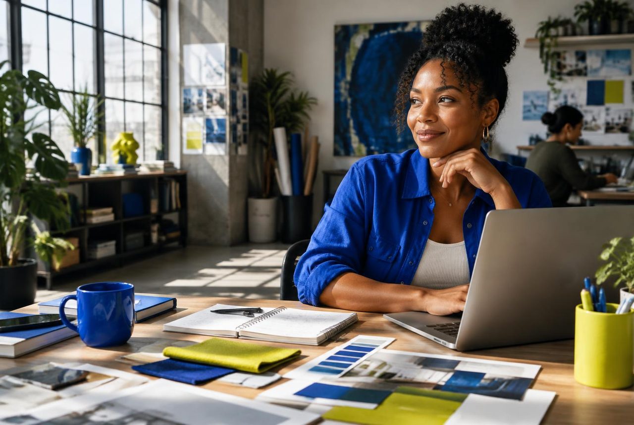 Explore Thrive founder working in her creative studio